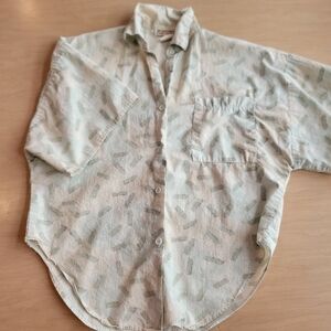 Just Cristina Retro Button-Up Blouse Short Sleeve Small